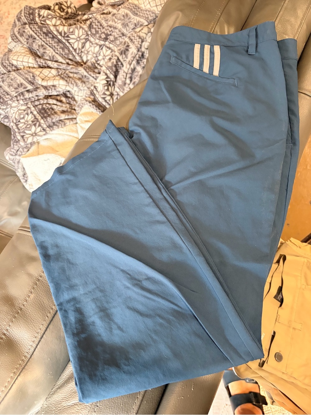 adidas Navy Blue Men's Chino Pants with Stripe Accent